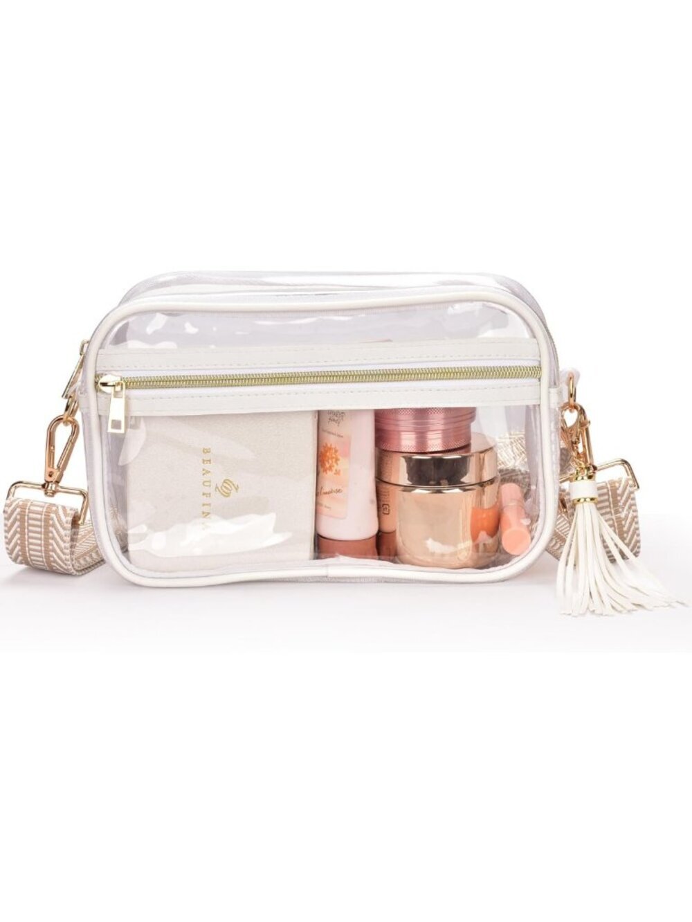 Stadium Approved Clear Crossbody Bag - Transparent Messenger Purse with Front